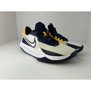 Nike Precision 6 Basketball Shoes - White/Midnight Navy/Gold (Men's US 9)